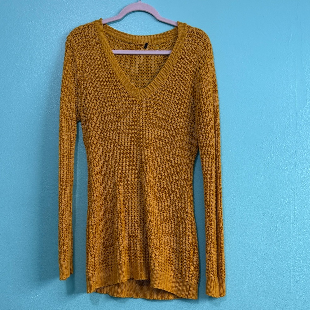 Golden V-Neck Women's Sweater